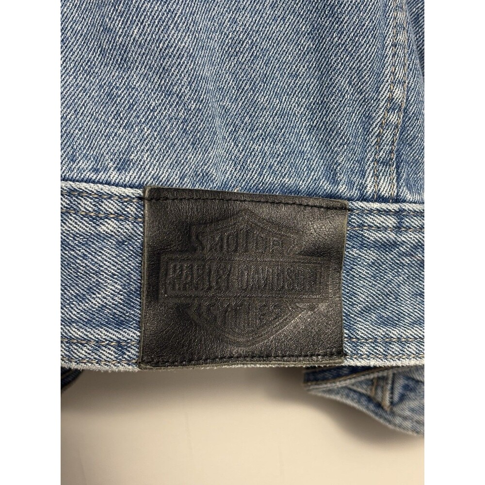 Vintage Harley Davidson Motorcycle Denim Jean Biker Jacket Men's 5XL Logo Patch - Picture 11 of 15